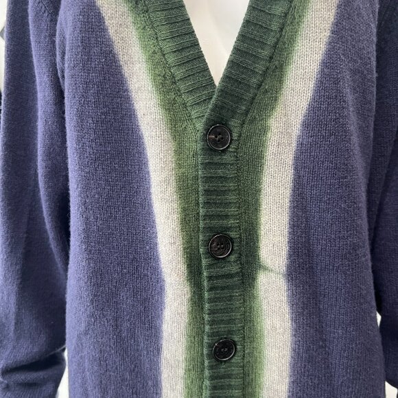 ETRO Blue Knit Stripe Cardigan Wool Button Sweater size XL - Picture 3 of 9